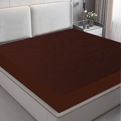 RELEIFE Fitted Double Size Breathable, Stretchable, Waterproof Mattress Cover(Brown)