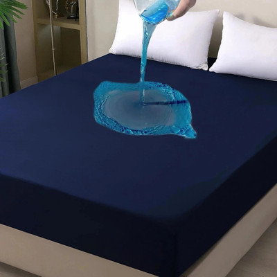 EVOL Fitted Double Size Breathable, Stretchable, Waterproof Mattress Cover(Blue)
