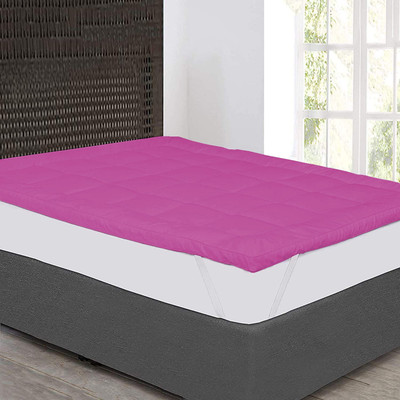 Linenovation Mattress Topper Single Size Breathable Mattress Cover(White, Pink)