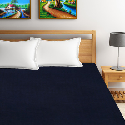 Kittenbite Single Size Elastic Strap Terry Cotton Breathable, Stretchable, Waterproof Mattress Cover(Blue)