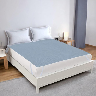 xperanto Elastic Strap Double Size Waterproof Mattress Cover(Blue)