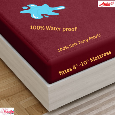 AMIGOS Fitted Queen Size Breathable, Stretchable, Waterproof Mattress Cover(Maroon)