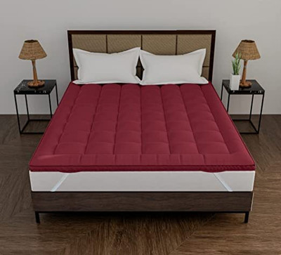 Comfowell Mattress Topper Single Size Stretchable, Waterproof Mattress Cover(Maroon)