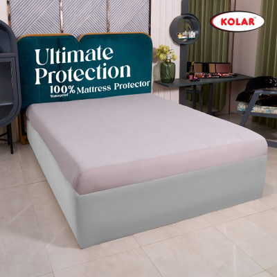 Kolar King Size Elastic Strap Terry Cotton Waterproof, Breathable, Stretchable Mattress Cover(Grey)