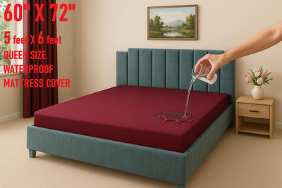 GriinViztal Zippered Queen Size Breathable, Stretchable, Waterproof Mattress Cover(Maroon)