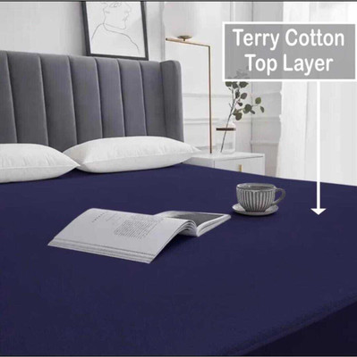Shree Nainath Fashion Single Size Fitted Terry Cotton Breathable, Stretchable, Waterproof Mattress Cover(Blue)