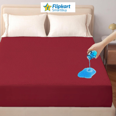Flipkart SmartBuy Fitted Single Size Waterproof, Breathable, Stretchable Mattress Cover(Maroon)