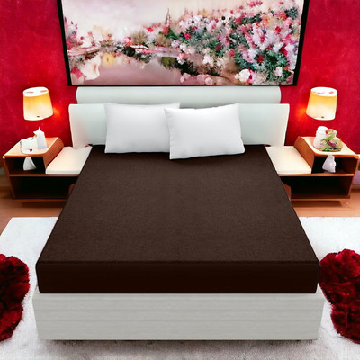 Luxurious Life Elastic Strap Single Size Mattress Cover(Brown)