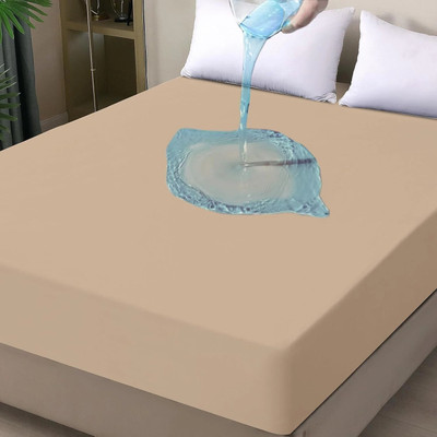 EVOL Fitted Double Size Breathable, Stretchable, Waterproof Mattress Cover(Beige)