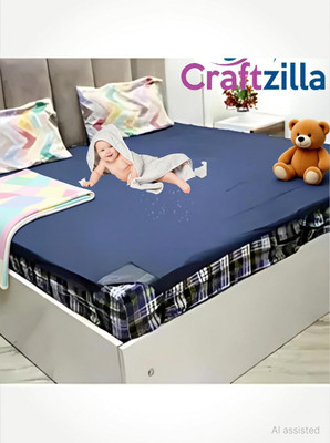 Craftzilla King Size Elastic Strap Polyster Waterproof Mattress Cover(190 cm x 183 cm, Blue)