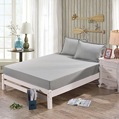 JP SHINE Fitted Double Size Stretchable, Waterproof Mattress Cover(Grey)