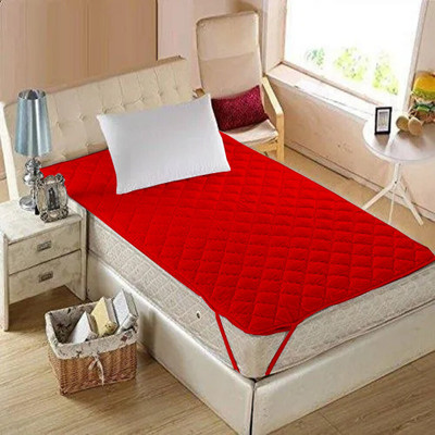 Texlux Elastic Strap Single Size Waterproof Mattress Cover(Red)