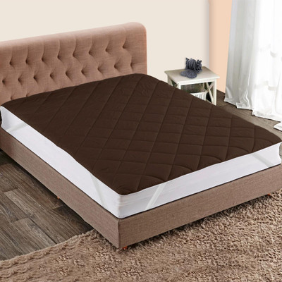 CRAZY WORLD Elastic Strap Single Size Breathable, Stretchable, Waterproof Mattress Cover(Brown)