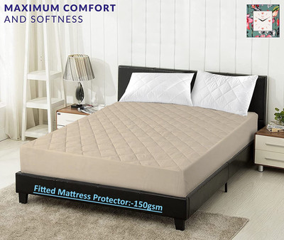 ITAJ Fitted Single Size Breathable, Stretchable, Waterproof Mattress Cover(Beige)