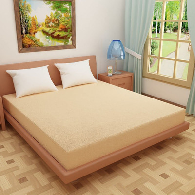 KUBER INDUSTRIES Fitted Double Size Breathable Mattress Cover(Beige)