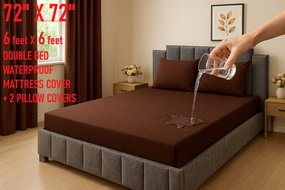 GriinViztal Zippered Double Size Breathable, Stretchable, Waterproof Mattress Cover(Brown)