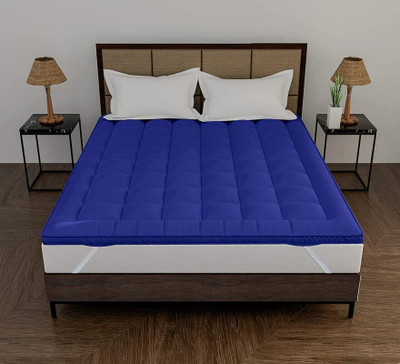Texlux Mattress Topper Single Size Stretchable, Waterproof Mattress Cover(Blue)