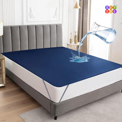BeyBee Elastic Strap Single Size Waterproof, Stretchable, Breathable Mattress Cover(Blue)