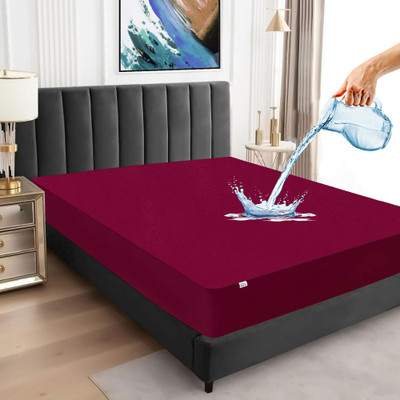 GADDA CO Fitted Double Size Waterproof, Breathable, Stretchable Mattress Cover(Maroon)