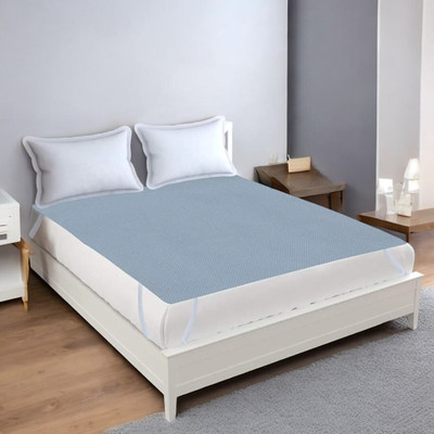 xperanto Elastic Strap Double Size Waterproof Mattress Cover(Blue)
