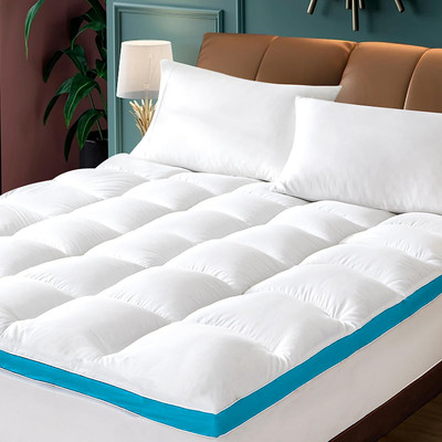 Linenovation Mattress Topper King Size Breathable Mattress Cover(Blue)