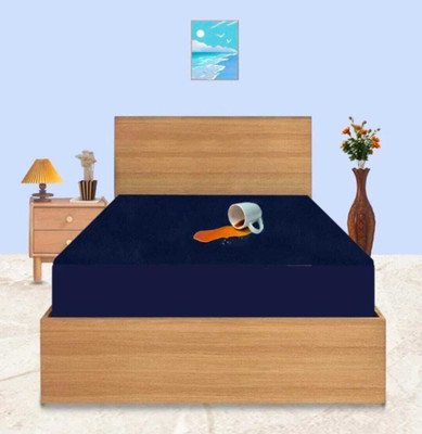 LIFE SAVER Queen Size Fitted Terry Cotton Breathable, Stretchable, Waterproof Mattress Cover(Blue)