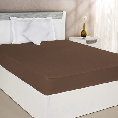 Vocal Store Zippered Double Size Breathable, Stretchable, Waterproof Mattress Cover(Brown)