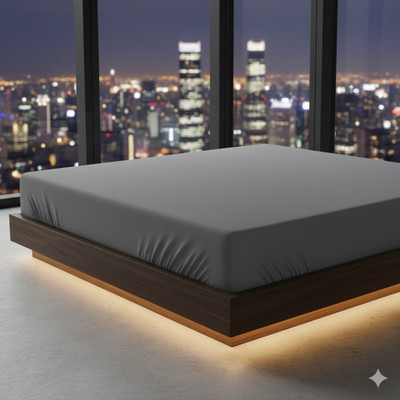 Kittenbite King Size Elastic Strap Organic Cotton Stretchable, Breathable, Waterproof Mattress Cover(Grey)