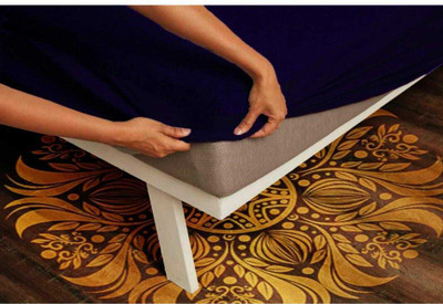 Shree Nainath Fashion Queen Size Fitted Terry Cotton Breathable, Stretchable, Waterproof Mattress Cover(Blue)