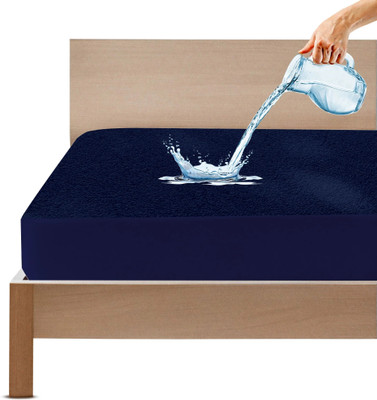 GADDA CO Single Size Fitted Terry Cotton Waterproof, Breathable, Stretchable Mattress Cover(Blue)
