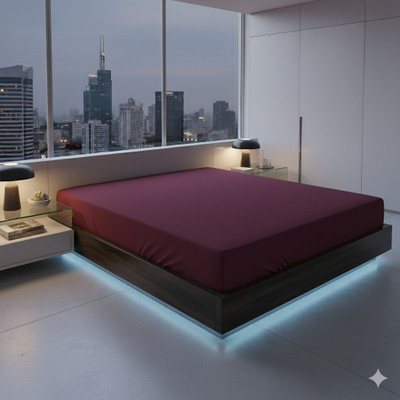 Kittenbite Queen Size Fitted Organic Cotton Breathable, Stretchable, Waterproof Mattress Cover(Maroon)