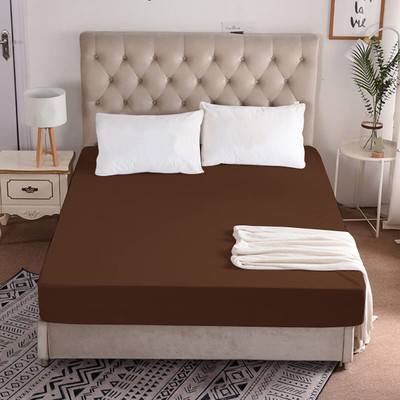 CRAZY WORLD Fitted Single Size Breathable, Stretchable, Waterproof Mattress Cover(Brown)