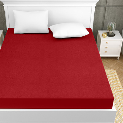 HOMEMONDE Fitted Single Size Breathable, Stretchable, Waterproof Mattress Cover(Maroon)