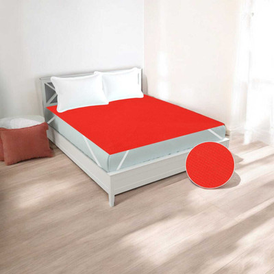 Pinkleaf Elastic Strap King Size Breathable, Stretchable, Waterproof Mattress Cover(Red)