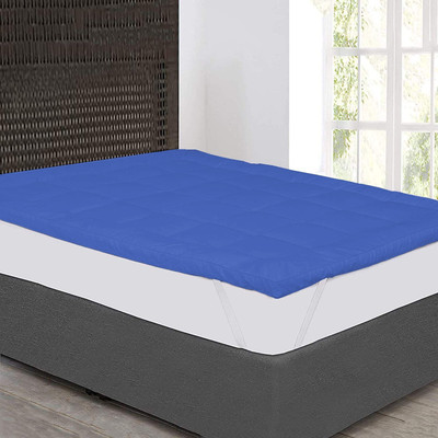 Linenovation Mattress Topper Single Size Breathable Mattress Cover(White, Blue)