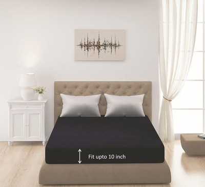 BedExtraFit King Size Fitted Terry Cotton Waterproof, Breathable, Stretchable Mattress Cover(Blue)