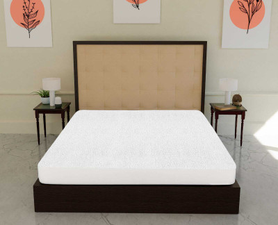 RishuLinen Elastic Strap Single Size Breathable, Stretchable, Waterproof Mattress Cover(White)