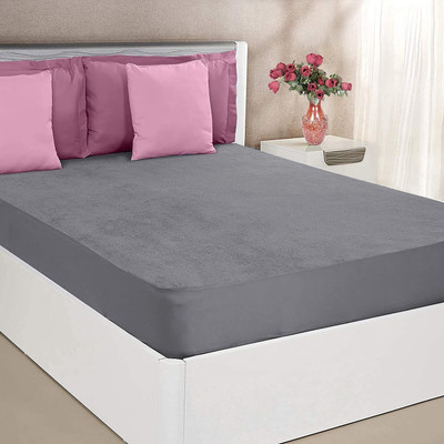 RishuLinen Elastic Strap Single Size Breathable, Stretchable, Waterproof Mattress Cover(Grey)