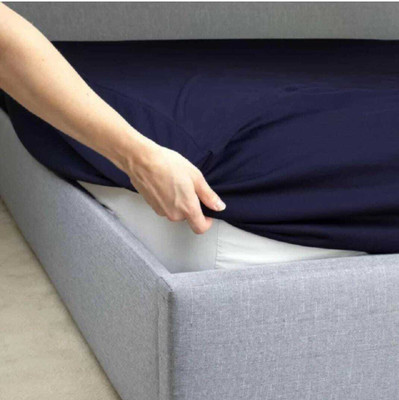 LAVESH ENTERPRISES Elastic Strap Double Size Breathable, Stretchable, Waterproof Mattress Cover(Blue)