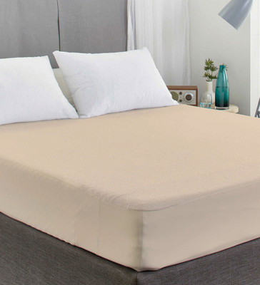 TUNDWAL'S Fitted Single Size Breathable, Stretchable, Waterproof Mattress Cover(Beige)
