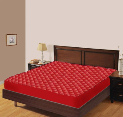 ITAJ Elastic Strap Single Size Stretchable, Waterproof Mattress Cover(Red)