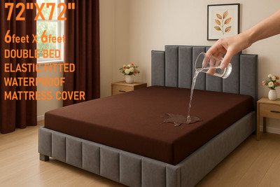 GriinViztal Zippered Double Size Breathable, Stretchable, Waterproof Mattress Cover(Brown)