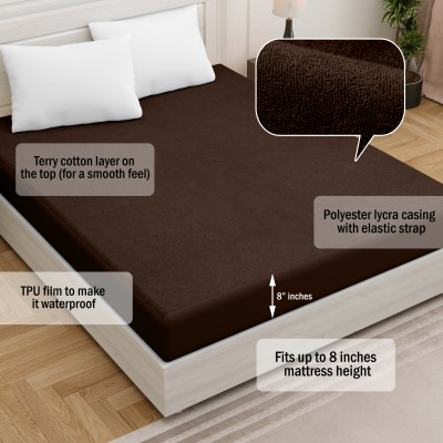 AMIGOS Fitted King Size Waterproof Mattress Cover(Brown)