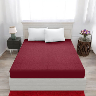 Luxurious Life Elastic Strap Single Size Mattress Cover(Maroon)