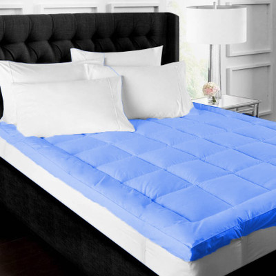 Linenovation Mattress Topper Queen Size Breathable Mattress Cover(Blue)