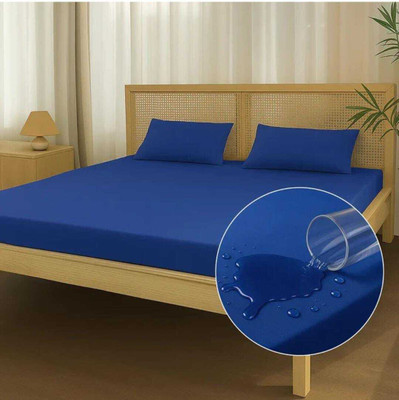 LAVESH EXPORTS Double Size Fitted Terry Cotton Breathable, Stretchable, Waterproof Mattress Cover(Blue)