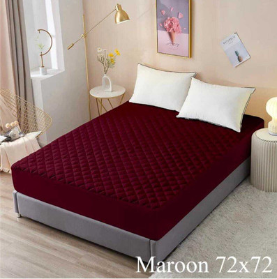Riyans group Elastic Strap Double Size Breathable, Waterproof, Stretchable Mattress Cover(Maroon)