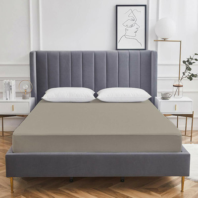 RishuLinen Elastic Strap Double Size Breathable, Stretchable, Waterproof Mattress Cover(Grey)