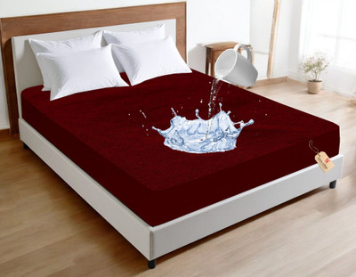 GURU ISHMA Fitted King Size Waterproof Mattress Cover(Maroon)