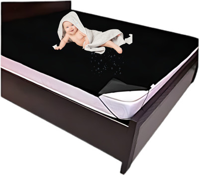 Shyam Elastic Strap King Size Waterproof Mattress Cover(Black)